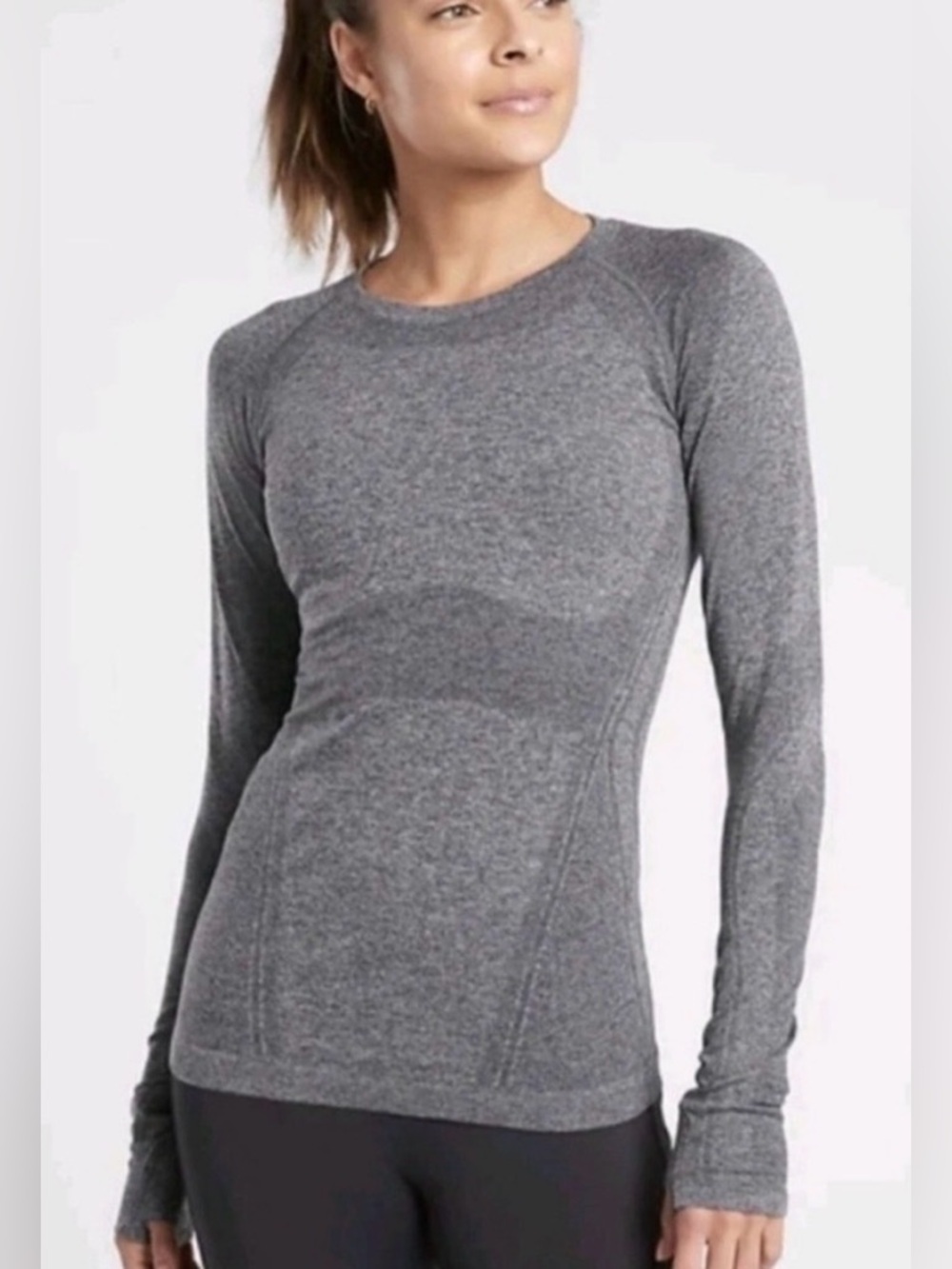 NWT Athleta Momentum Seamless Heathered Gray Top Size 2X (#530524)